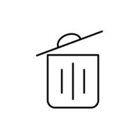 Trash Can with Opened Lid Simple Outline Sign. Perfect for web sites, books, stores, shops. Editable stroke in minimalistic outline style vector