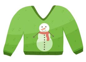 Christmas sweater with snowman vector