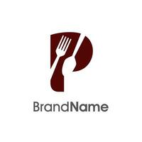 Initial P Fork and Spoon Logo vector