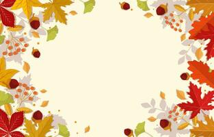 autumn leaves background in flat design vector