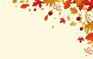 autumn leaves background in flat design vector