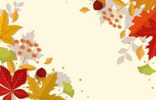 autumn leaves background in flat design vector