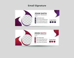 Red Email signature card template vector