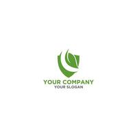 Leaf Shield Logo Design Vector