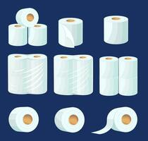 Toilet paper roll. Vector toilet tape and kitchen paper towel. Rolls of paper towels. Hygiene tissue package mockup. Paper napkins tube