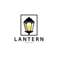 Lantern Logo Vintage Street Lighting Design Illustration Template vector