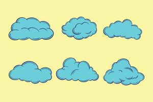 collection set illustrations hand drawn of clouds colorful vector