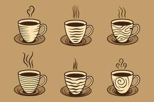 collection set illustrations hand drawn of coffee cups colorful vector