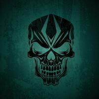 Grunge Skull with Geometric Design on Blue Background vector