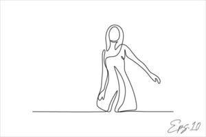vector illustration continuous line of beautiful woman posing