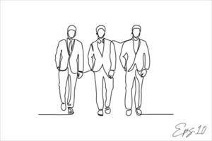 vector illustration continuous line of three business people