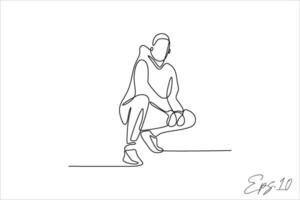 vector illustration continuous line of men squatting