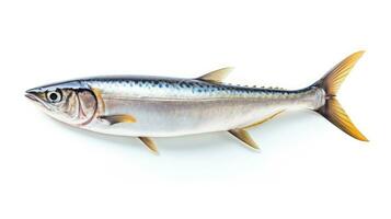 A fresh mackerel fish isolated on white background. Atlantic mackerel fish. Generative Ai photo