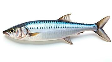 A fresh mackerel fish isolated on white background. Atlantic mackerel fish. Generative Ai photo