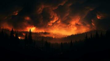 Wildfire landscape, Generative Ai photo