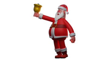 3d Illustration. Santa 3d Karikatur Charakter. Fett Mann tragen Santa claus Kostüm zu besuchen ein Weihnachten Feier Party. glücklich Santa claus Ringe seine Glocke. 3d Karikatur Charakter png