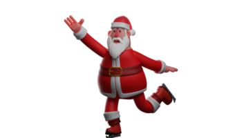 3D illustration. Santa Claus 3D Cartoon Character. Santa Claus in ready-to-fly pose. Cute Santa is enjoying the atmosphere of Christmas celebration at his place. 3D Cartoon Character png