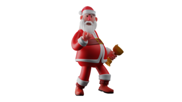 3d illustrazione. grande Santa Claus 3d cartone animato carattere. Santa Claus prende un' oro trofeo. Santa è molto eccitato di festeggiare Natale Questo anno. 3d cartone animato personaggio png