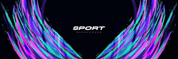 Abstract and Colorful Brush Background with Halftone Effect. Brush Stroke Illustration for Banner, Poster, or Sports Background. Scratch and Texture Elements For Design vector