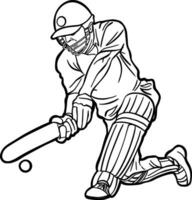 Cricket player batting action clipart vector