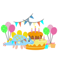 contento compleanno dinosauro festa torta. contento dino clipart png