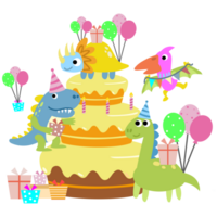 contento cumpleaños dinosaurio fiesta pastel. contento dino clipart png