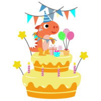 contento cumpleaños dinosaurio fiesta pastel. contento dino clipart png