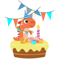 Happy Birthday Dinosaur party cake. happy dino clipart png