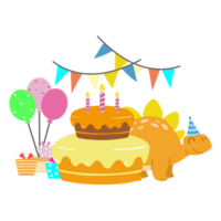 content anniversaire dinosaure fête gâteau. content dino clipart png