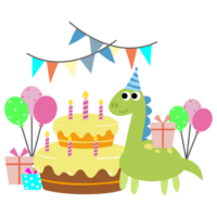 contento cumpleaños dinosaurio fiesta pastel. contento dino clipart png