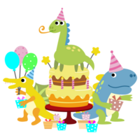 Lycklig födelsedag dinosaurie fest kaka. Lycklig dino ClipArt png