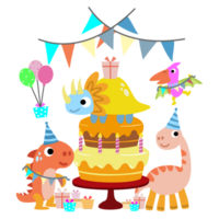 gelukkig verjaardag dinosaurus partij taart. gelukkig dino clip art png