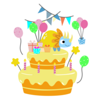 contento compleanno dinosauro festa torta. contento dino clipart png