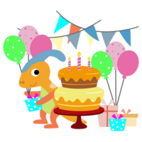 Lycklig födelsedag dinosaurie fest kaka. Lycklig dino ClipArt png