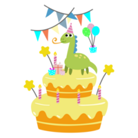 feliz aniversário dinossauro festa bolo. feliz dino clipart png