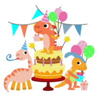 feliz aniversário dinossauro festa bolo. feliz dino clipart png