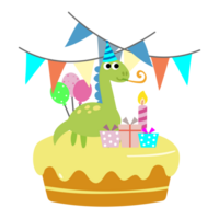 contento compleanno dinosauro festa torta. contento dino clipart png