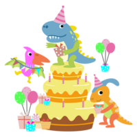 content anniversaire dinosaure fête gâteau. content dino clipart png