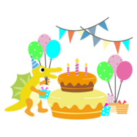 Happy Birthday Dinosaur party cake. happy dino clipart png