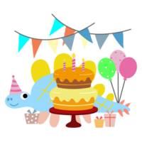 contento cumpleaños dinosaurio fiesta pastel. contento dino clipart png