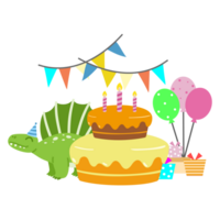 content anniversaire dinosaure fête gâteau. content dino clipart png
