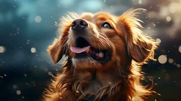 Cute Dog on Pet themed Background, Ai Generative photo