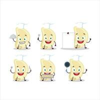 Cartoon character of slice of garlic with various chef emoticons vector