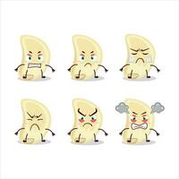 Slice of garlic cartoon character with various angry expressions vector