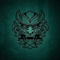 A Dark and Detailed Dragon Head Illustration vector