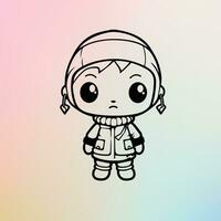 Cartoon Character with Headphones and Jacket vector