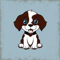 Cute Puppy Illustration on a Blue Background vector