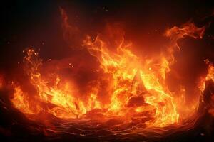 Fiery expansion, Illustration of hot flame, spreading blaze, fiery backdrop AI Generated photo