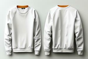 Dynamic 3D sweatshirt mockup Front and back views, blank template AI Generated photo