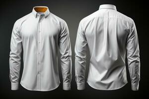 Front-back collared shirt mockup 3D-rendered, blank tee design AI Generated photo